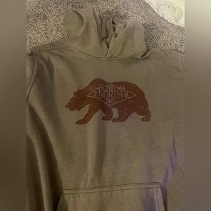 brown north face sweatshirt